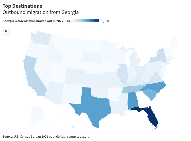 Where People From Georgia are Moving to the Most